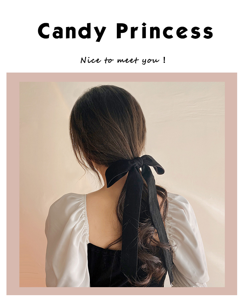 糖果公主发饰发带丝绒少女心飘带发绳发饰网红扎头发大肠发圈女黑色