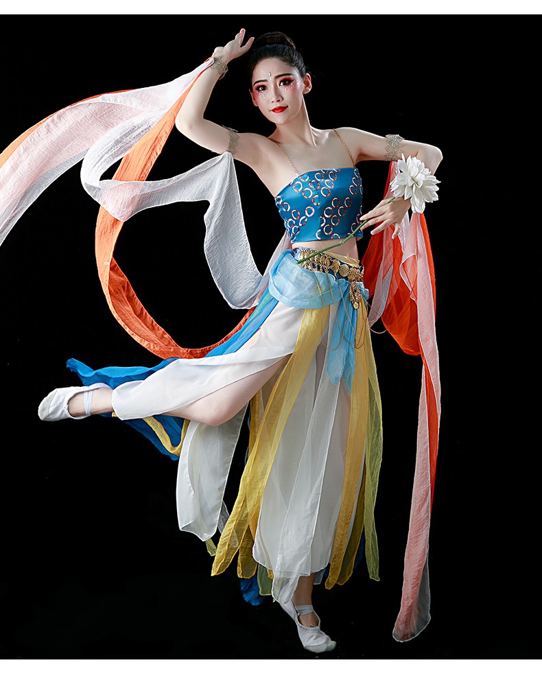 敦煌飞天服装古典舞演出服女仙气舞蹈服表演飘逸古风异域舞台靓宫套装
