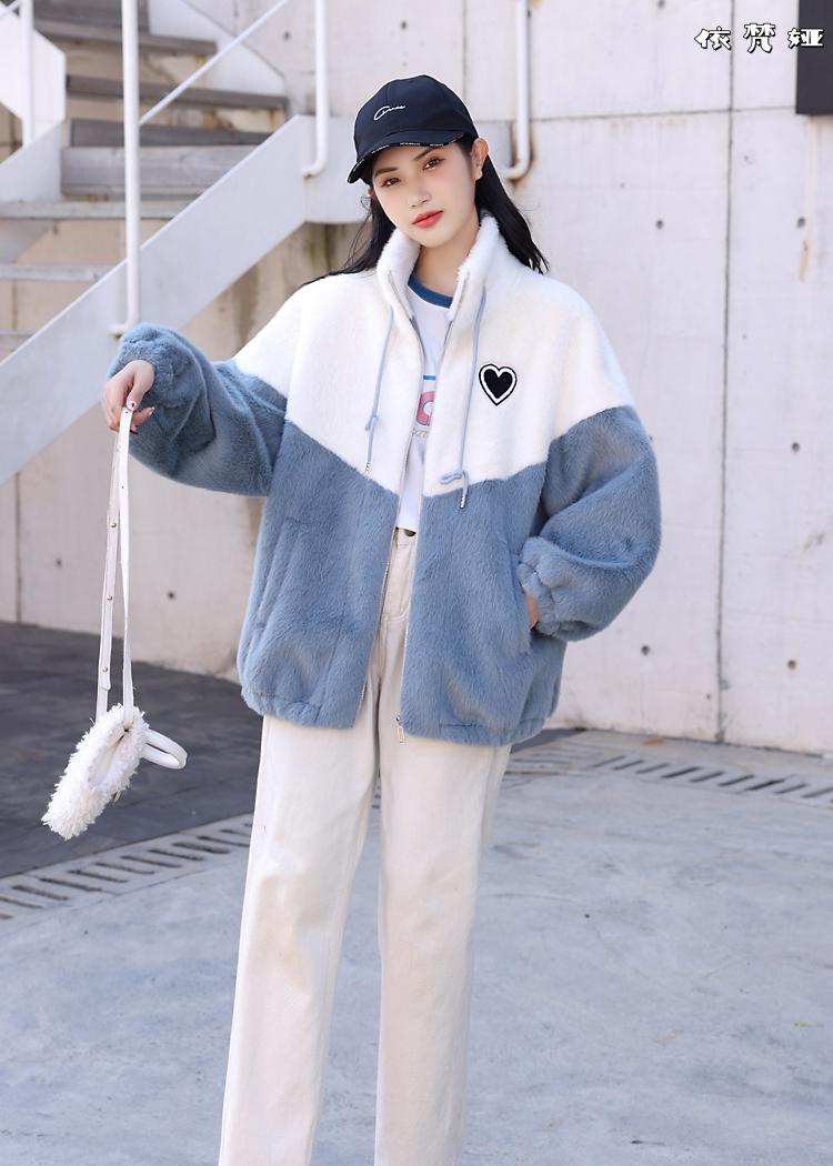 女生衣服加绒加厚羊羔毛外套女秋冬装2021新款初中高中学生韩版好看