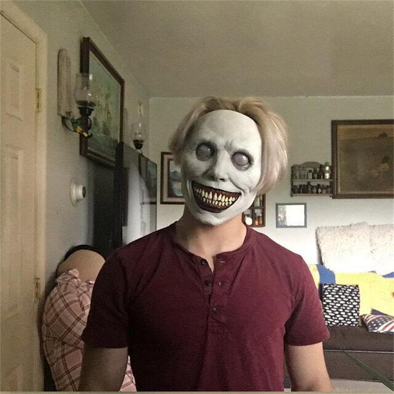 恐怖惊悚面具cos白脸微笑驱魔人小丑装扮道具北极象大眼小丑面具绿色