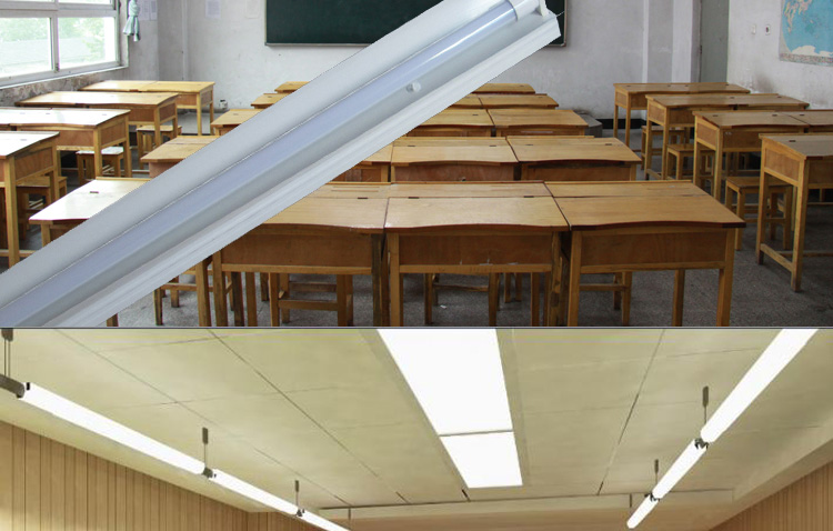 t8led日光灯管带反光罩全套厂房市教室支架灯座12米单管12米配40wled