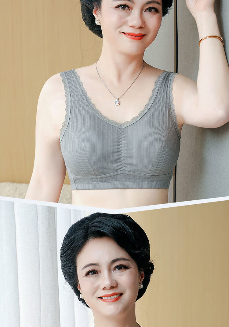 捡漏低价妈妈内衣文胸中老年纯棉薄款聚拢无钢圈前扣式妇女背心50岁