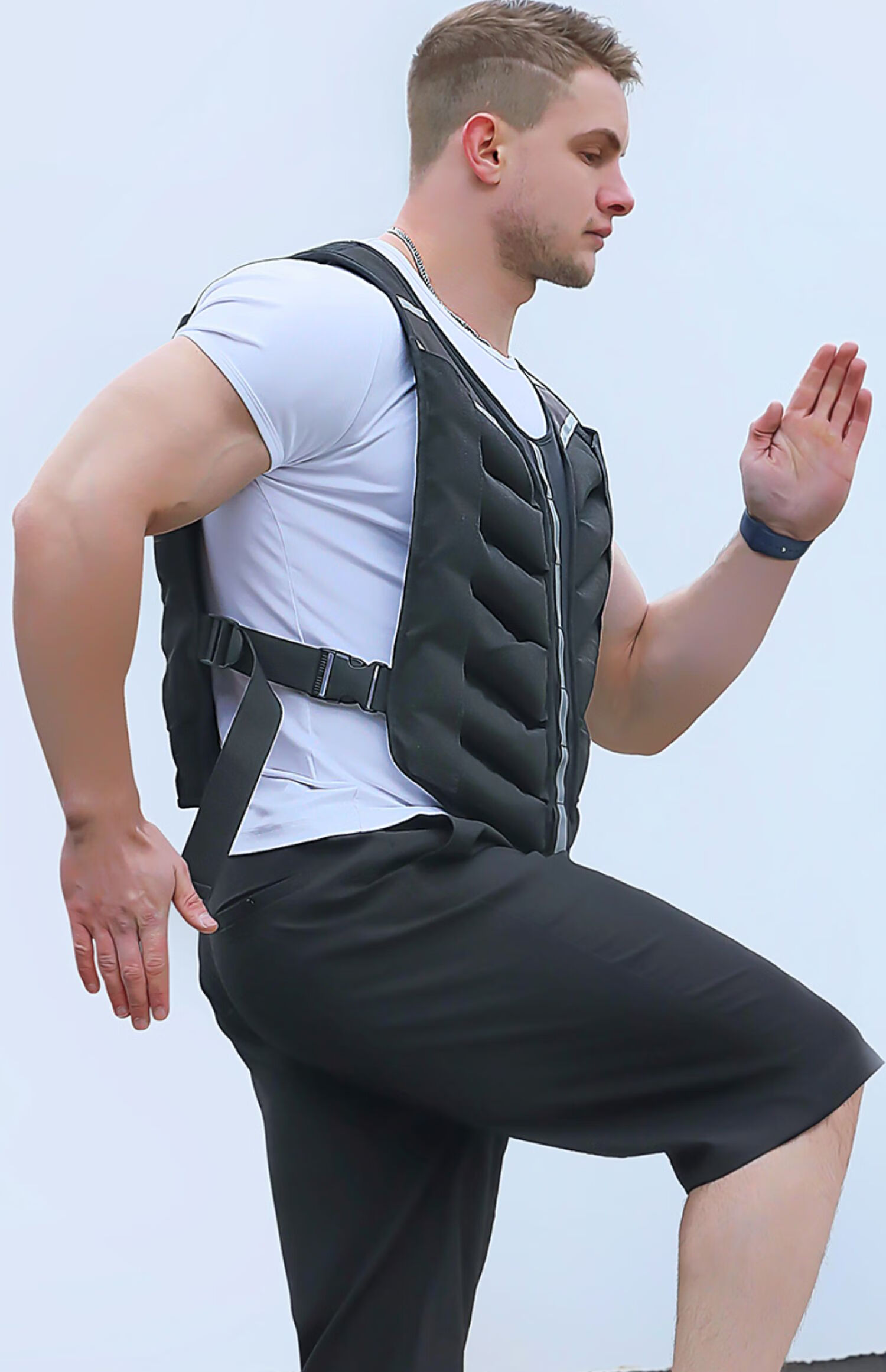 负重背心跑步加重负重装备全套隐形沙衣可调节重量铁砂背心沙袋包黑色