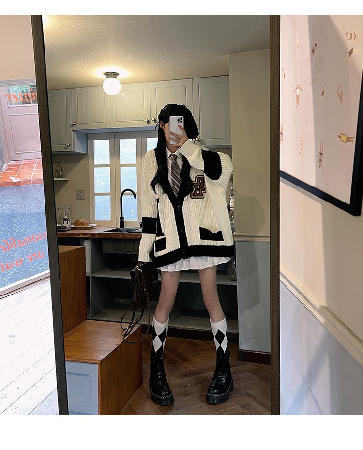 特价捡漏2021松本丧丧学院风针织开衫女早秋新款慵懒宽松复古毛衣外套