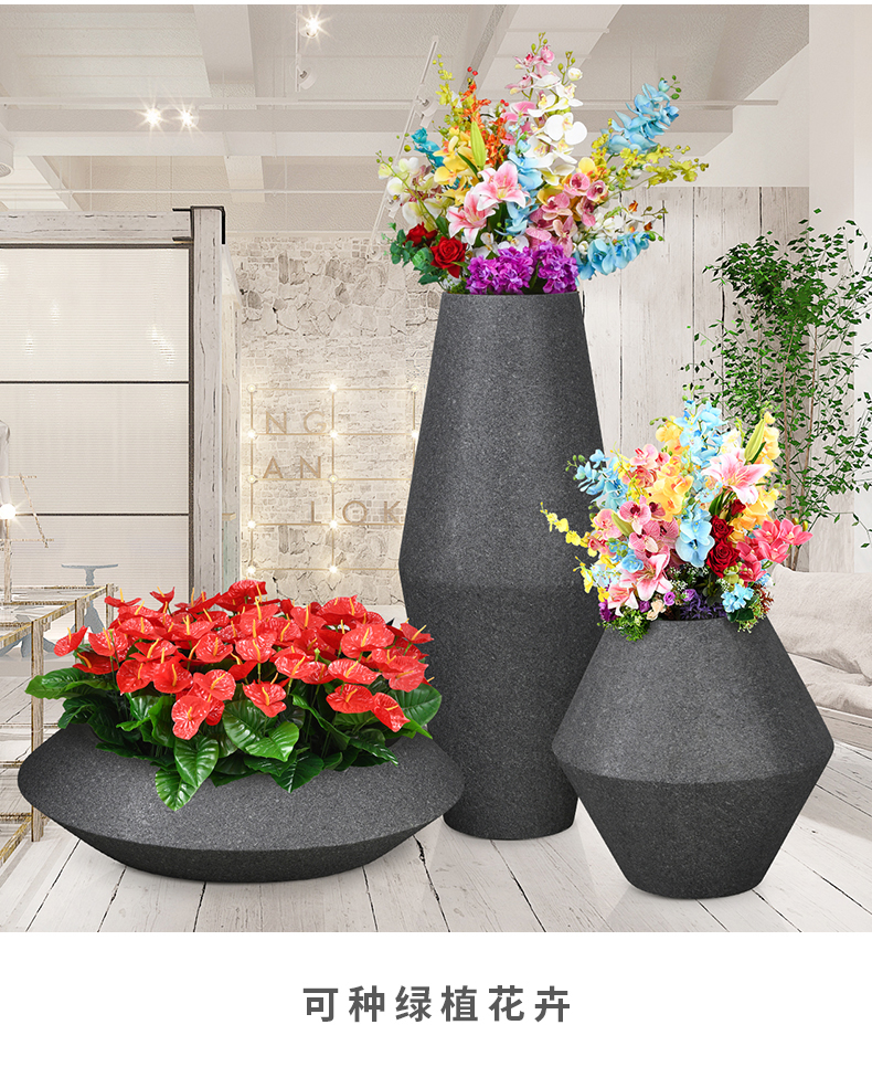 618玻璃钢花盆商场酒店花坛艺术户外落地大花瓶组合美陈hp0222中号