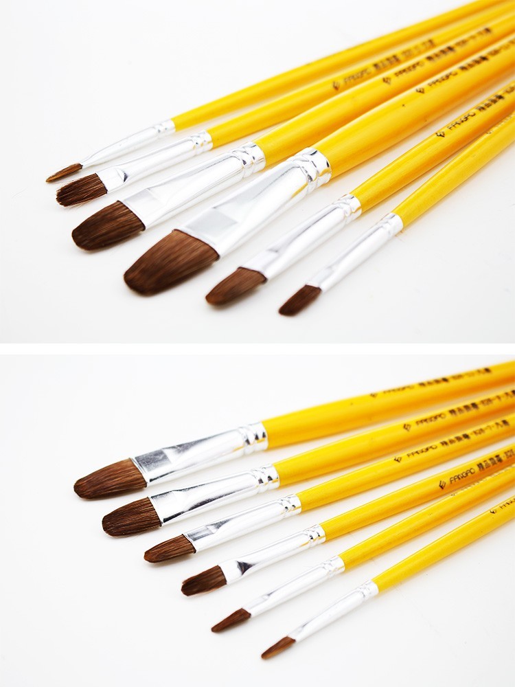 凡高水粉笔圆头狼毫水粉画笔美术水彩笔油画丙烯画笔套装一套12支一套