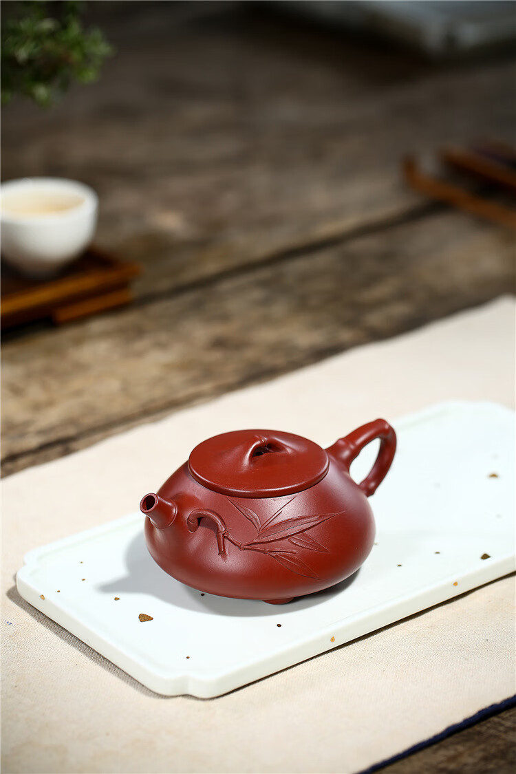 汇承奥宜兴紫砂壶原矿大红袍名家张继丽手工家用泡茶壶竹节景舟石瓢