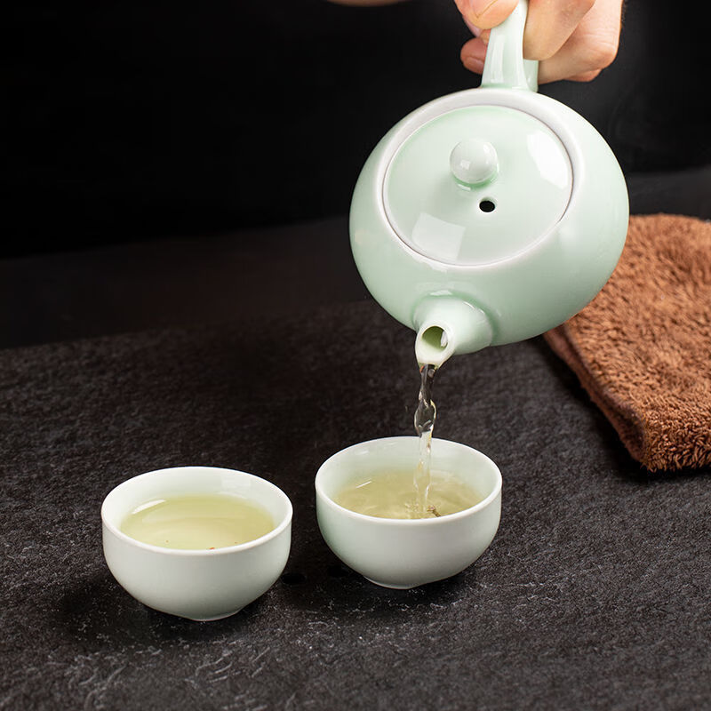 套装配件日式陶瓷茶具功夫茶具整套茶具 7头雪花素然壶(宽口杯)【图片