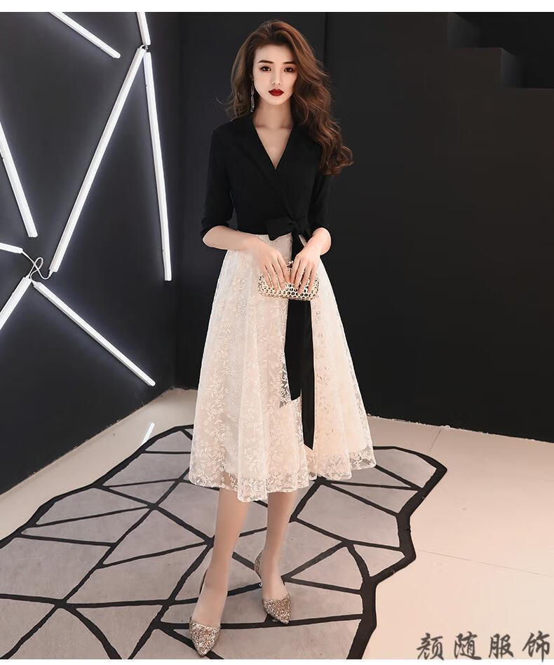 宴会晚礼服裙女平时可穿气质年会礼服女小个子春季新