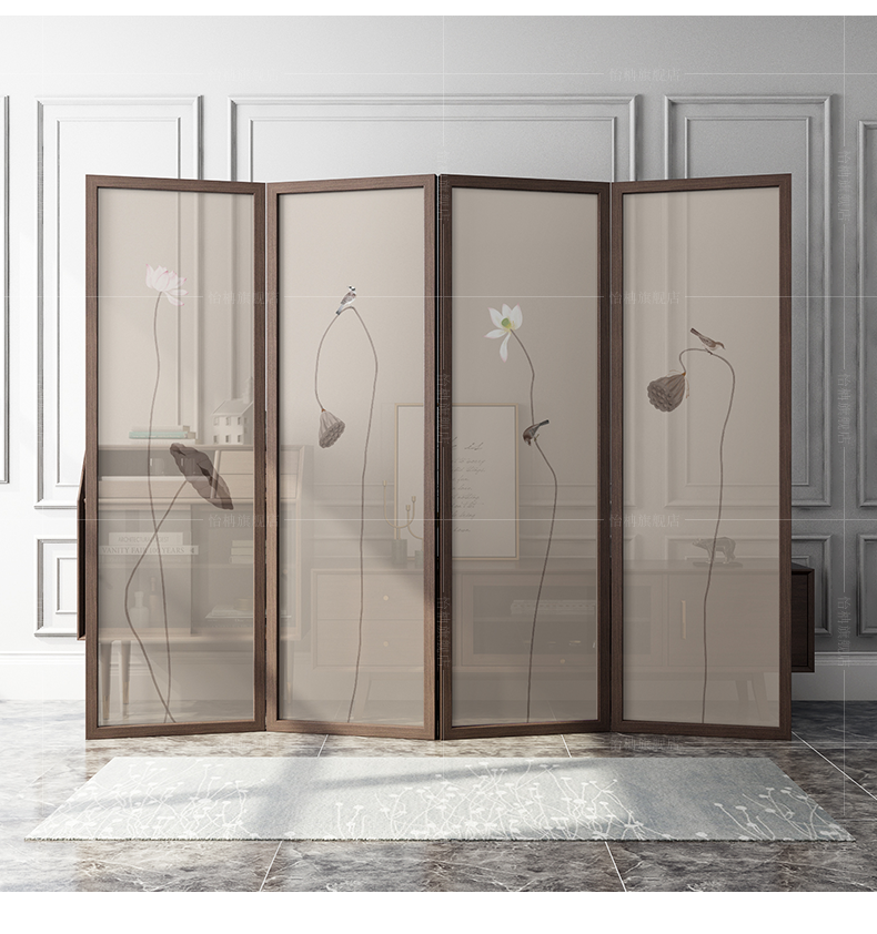 中式实木折叠屏风隔断新中式屏风隔断客厅玄关现代简约卧室遮挡家用