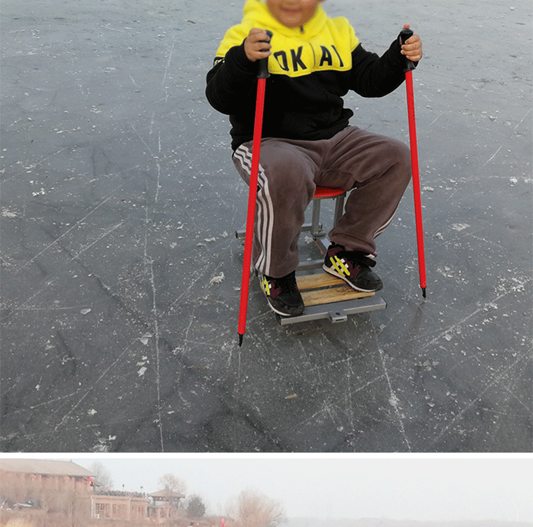 佧森滋滑冰车儿童子情侣冰车冬季户外娱乐玩具滑冰场冰爬犁传统溜冰车