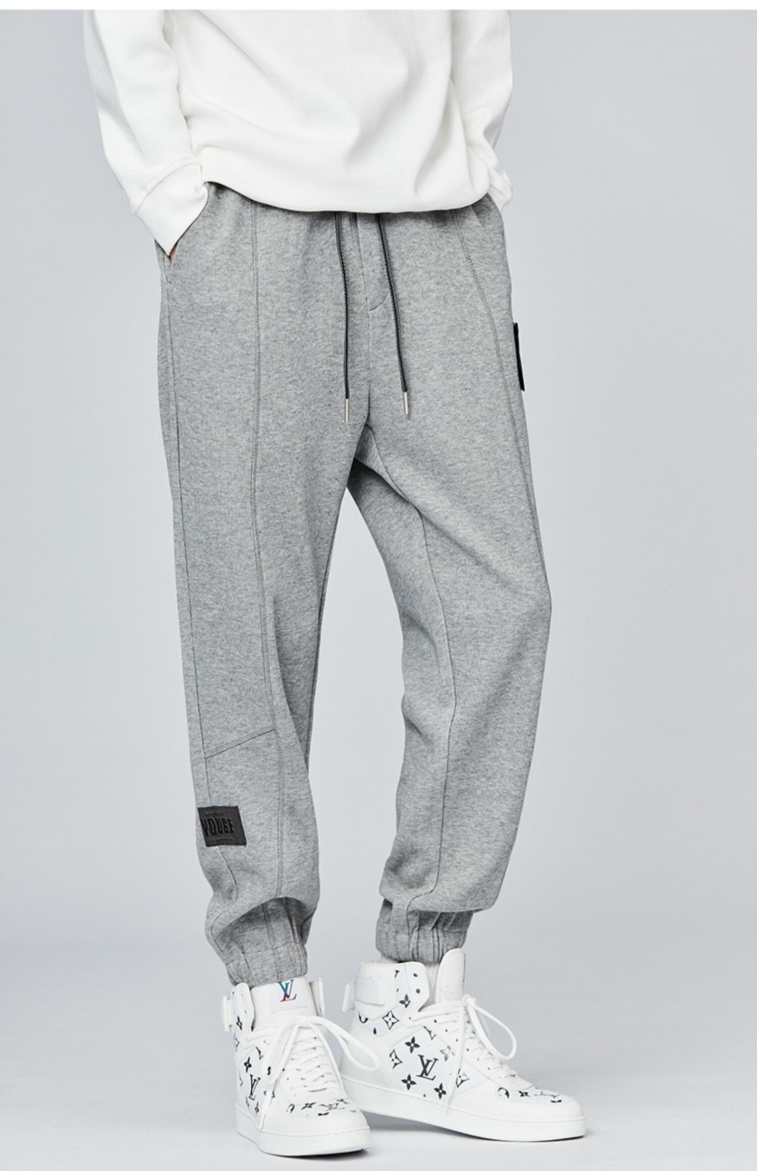 mlb 小熊卫裤男春秋ins潮牌魔术贴宽松束脚裤纯棉针织运动休闲裤子男