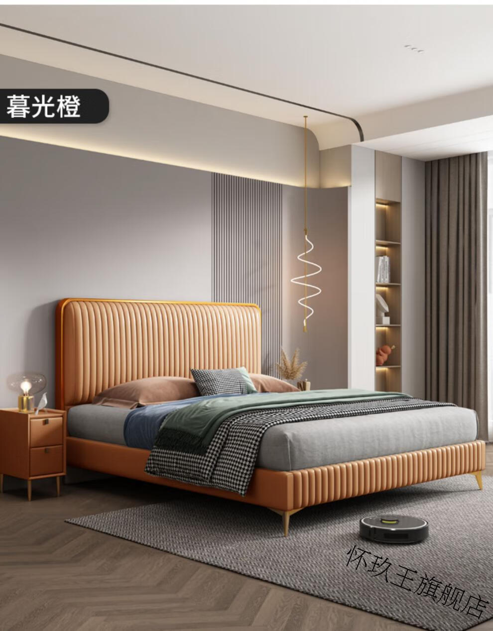 8米双人床实木储物1.