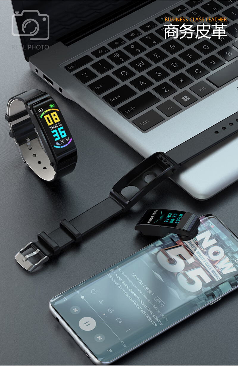 智能通话蓝牙手环二合一测心率血压信息提醒运动计步黑科技手环适用于