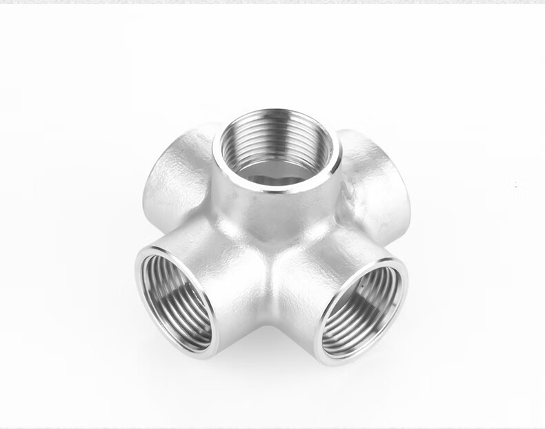 304不锈钢立体五通接头dn152025水管配件4分6分1寸货架晾衣架4分dn15