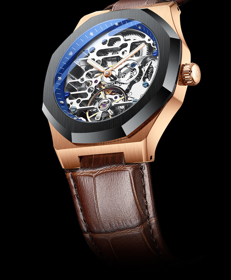 新款酒桶方形设计表盘瑞士男士手表夜光防水霸气时尚男表全黑表壳蓝圈