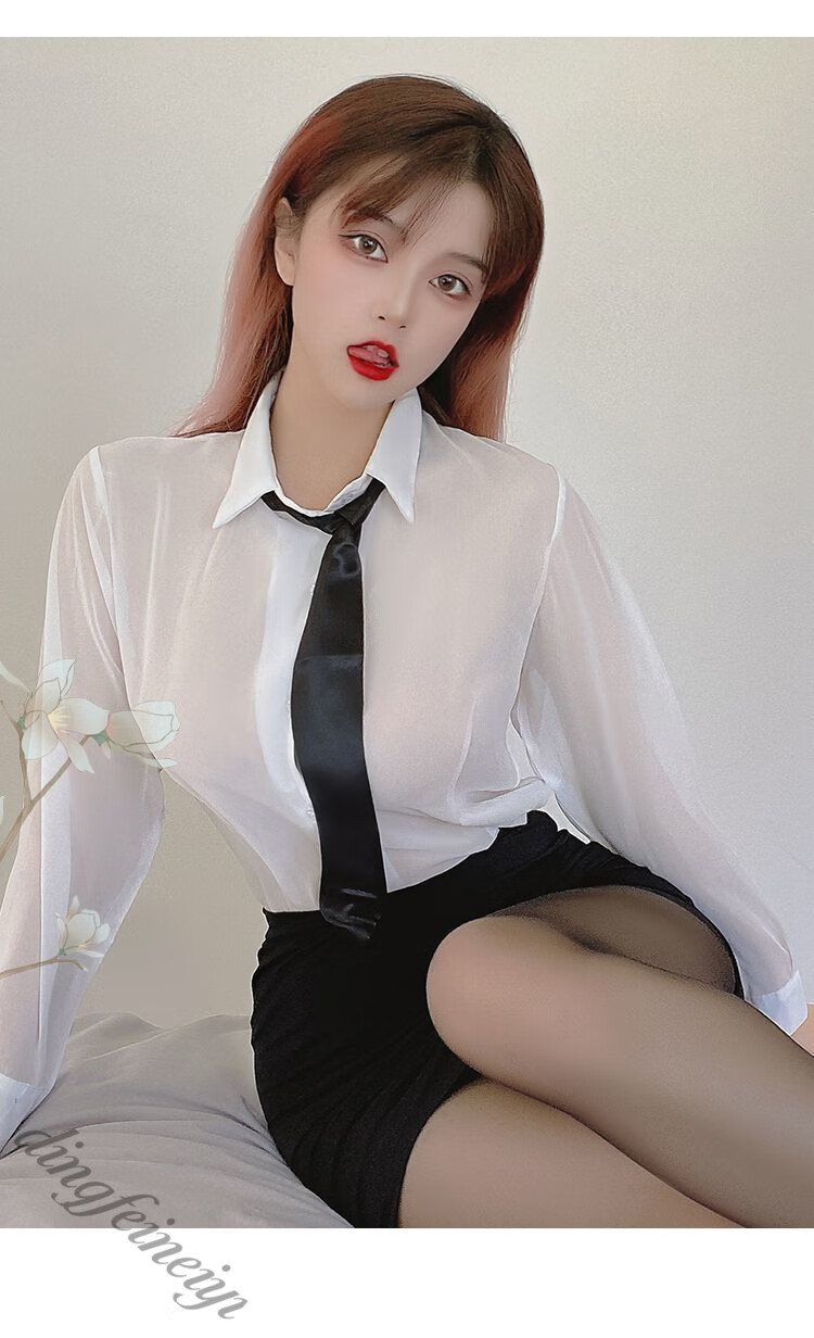 子情绪内衣制服丝袜秘书床上羞耻服装大码火辣睡衣职hkaq领结上衣短裙