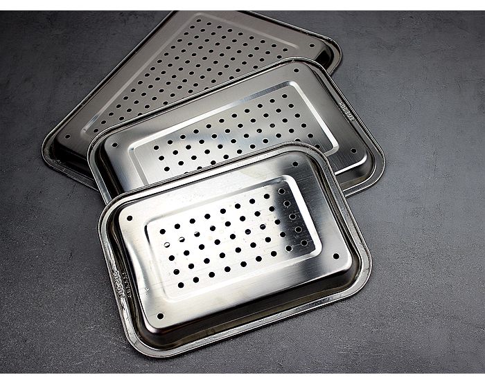 304不锈钢茶盘加厚沥水盘饺子漏盘托盘蒸饭盘滤茶盘长方形带孔盘304带