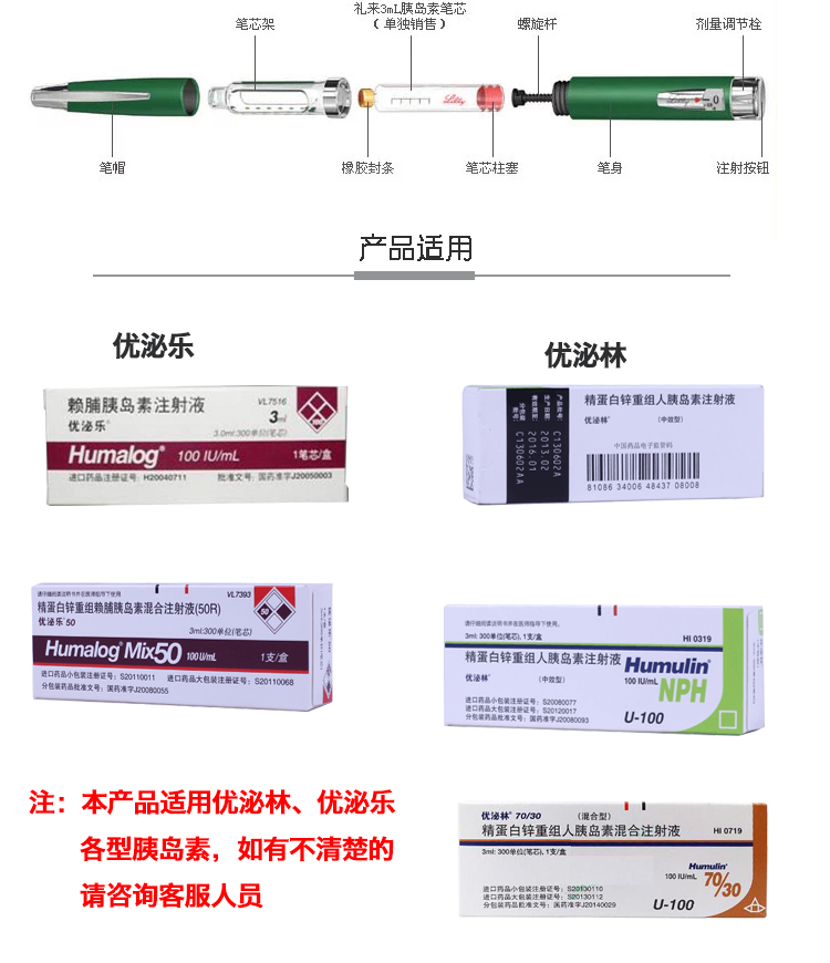 经典优伴笔美国礼来式胰岛素注射笔优泌林优泌乐25/50r 优伴经典笔 3