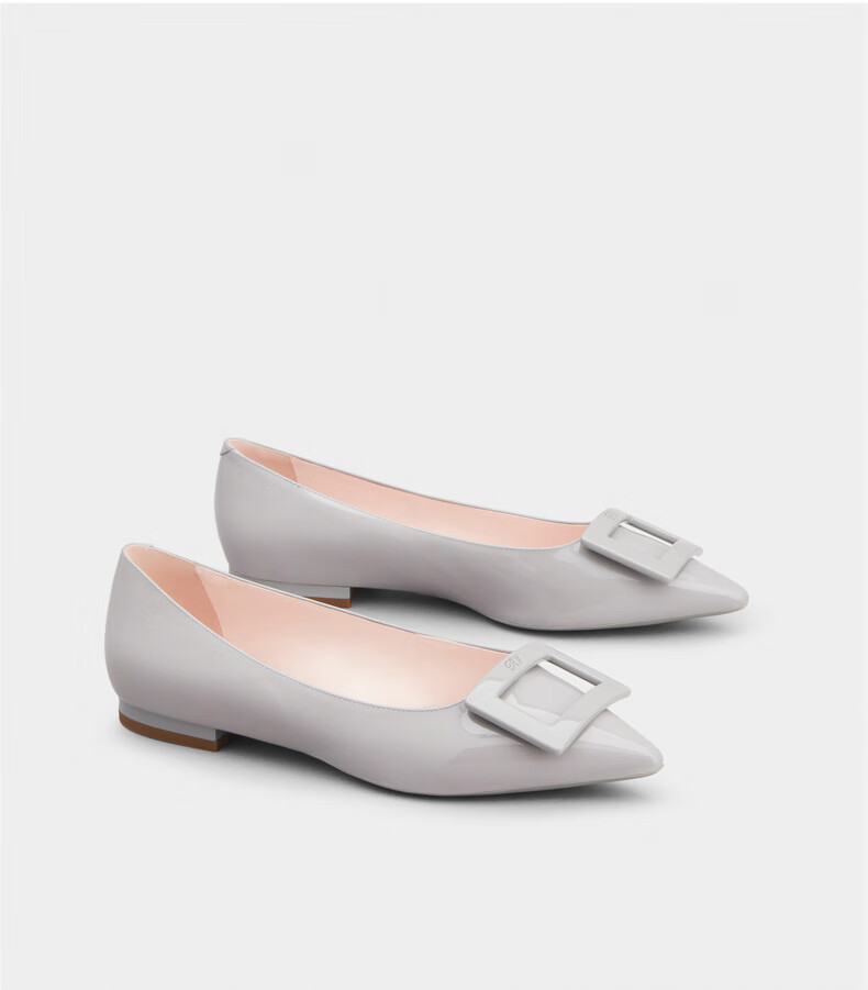 roger vivier/rv女鞋gommettine方扣芭蕾舞鞋漆皮时尚尖头浅口平底鞋