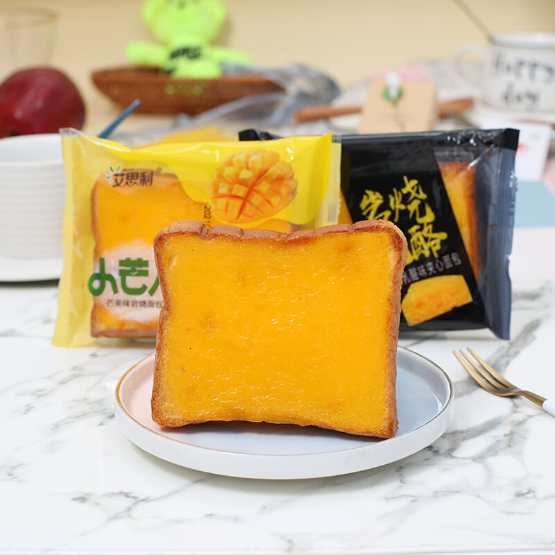 艾思利岩烧乳酪面包芒果味夹心吐司芝士早餐面包蛋糕点心零食包运 艾