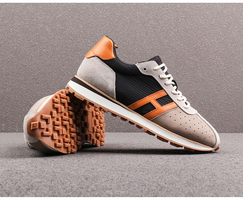 品牌高档运动鞋男新款男鞋春季潮鞋运动休闲鞋男牛皮阿甘鞋真皮小白鞋