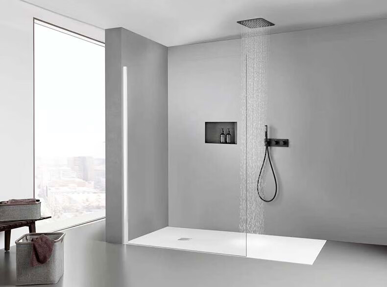 小米mi生态米家通用花洒德国当代黑色入墙式全铜枪灰拉丝金暗装预埋