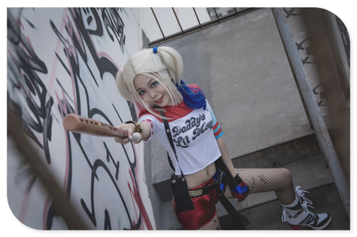 小队小丑女cos服装 哈莉·奎茵t恤短裤棒球棍全套harleyquinn 三角裤