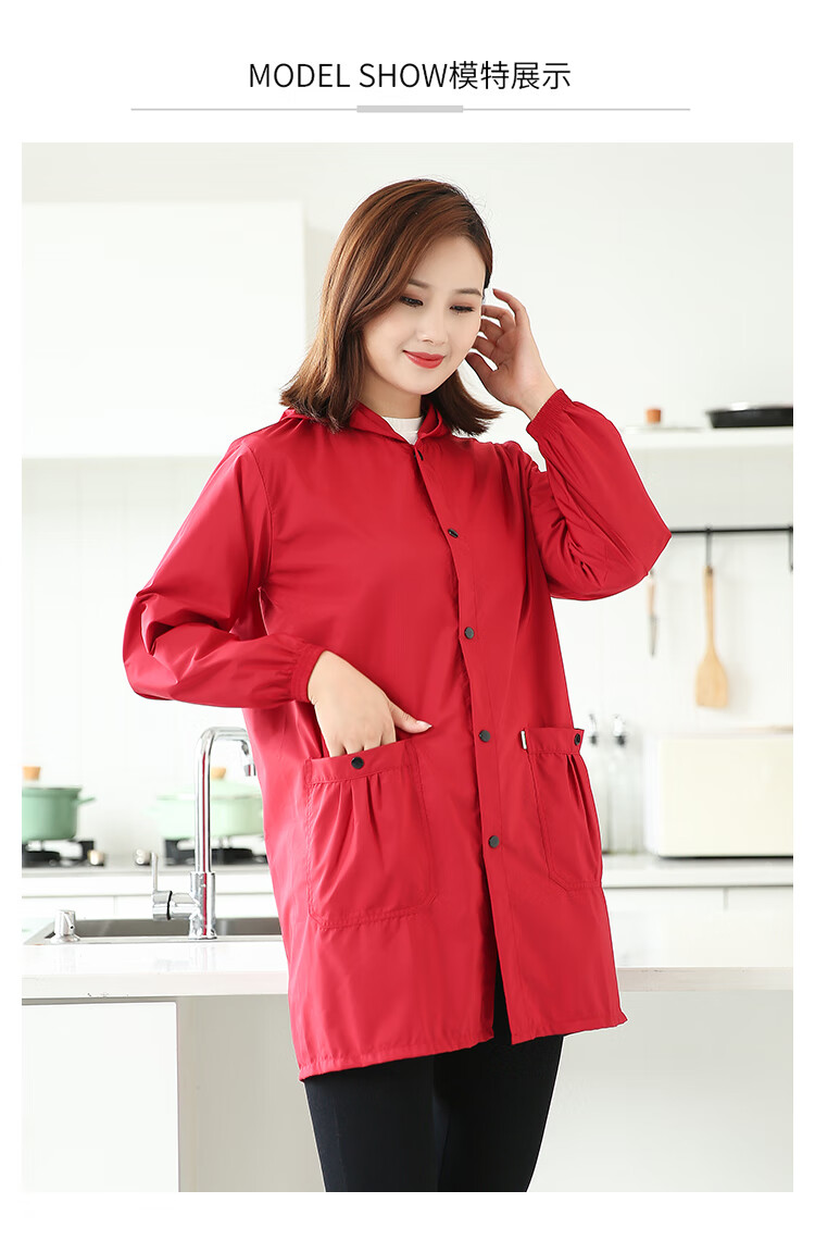 (炒菜烧饭)做饭穿的衣服护衣罩衣时尚防水女大人厨房防油工作服长袖