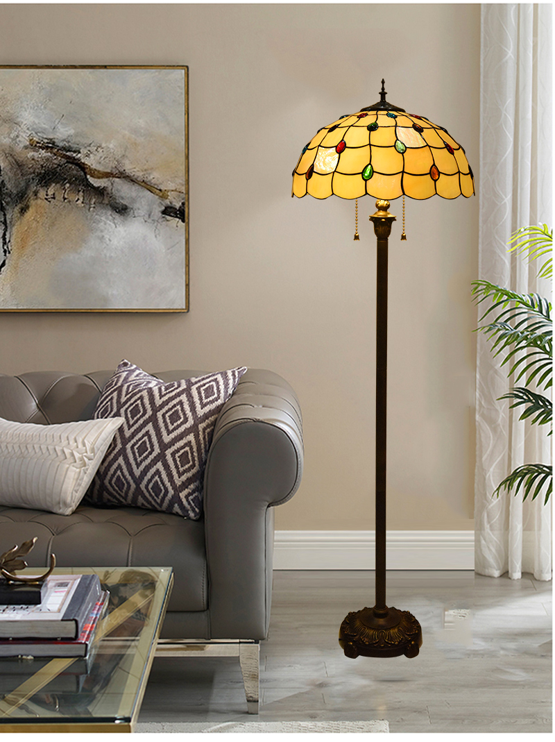 蒂凡尼落地灯欧美式蒂凡尼田园巴洛克风落地卧室办公室客厅沙发琉璃