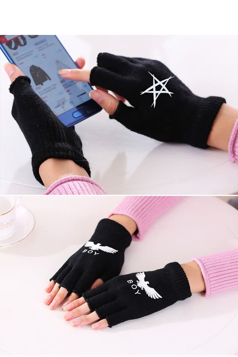 手套冬季保暖学生款半指手套帅气骑车手套士冬季批发确认过眼神