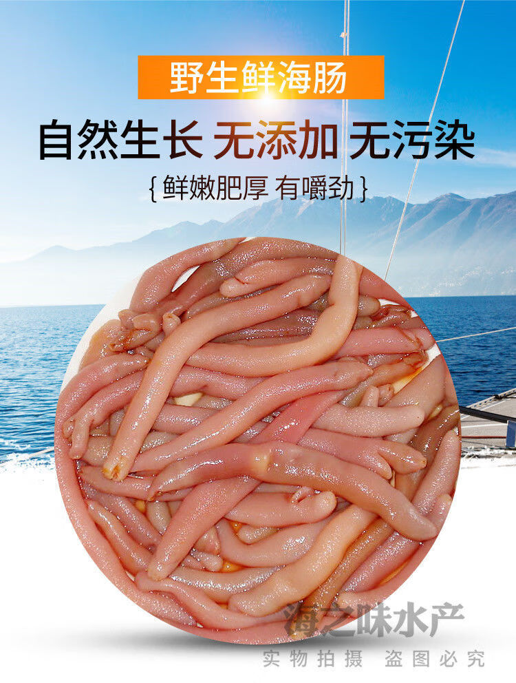 顺丰新鲜海肠皮沙虫即食冷冻海肠子已去内脏鲜活海鲜水产三包装每包