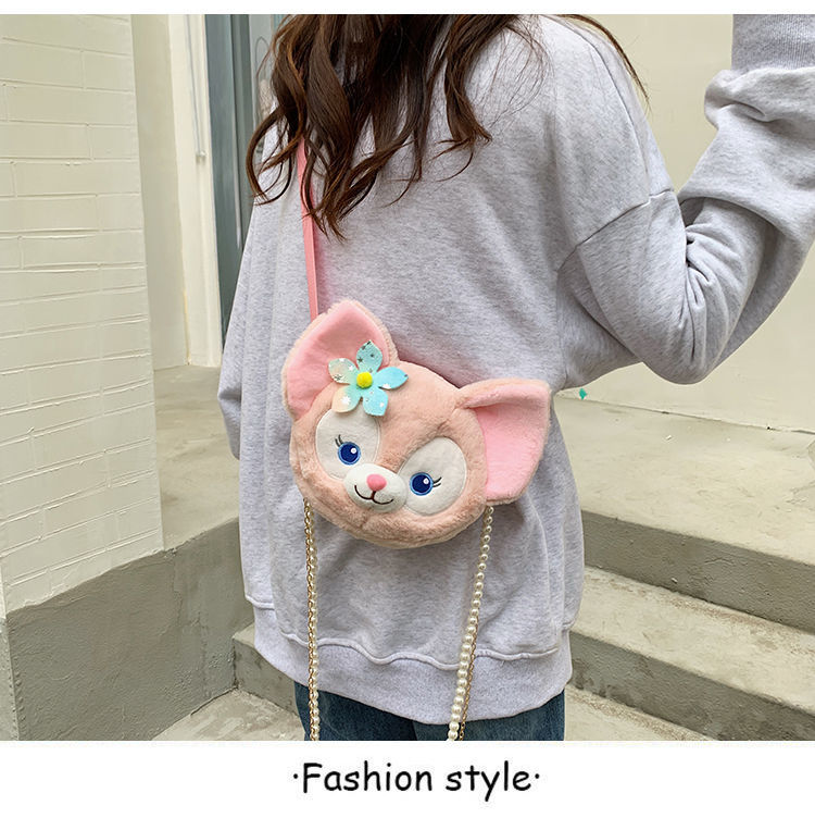 可爱卡通零钱包小狐狸包送女生生日礼物彩色玲娜贝儿包包针织带一套