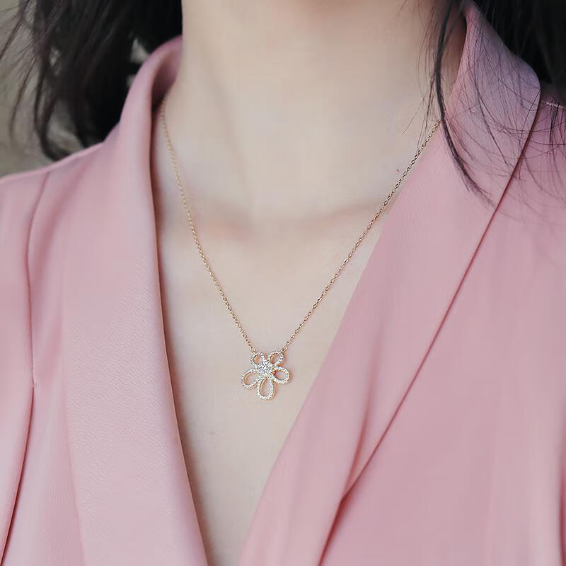奢菲洛花瓣项链女轻奢小众设计感感锁骨链新款ins冷淡风夏季金色花朵