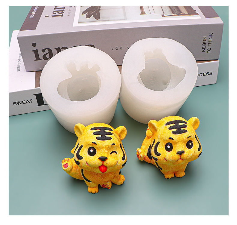 民铂老虎石膏模具慕斯蛋糕翻糖烘培用具香薰蜡烛动物硅胶模具 1