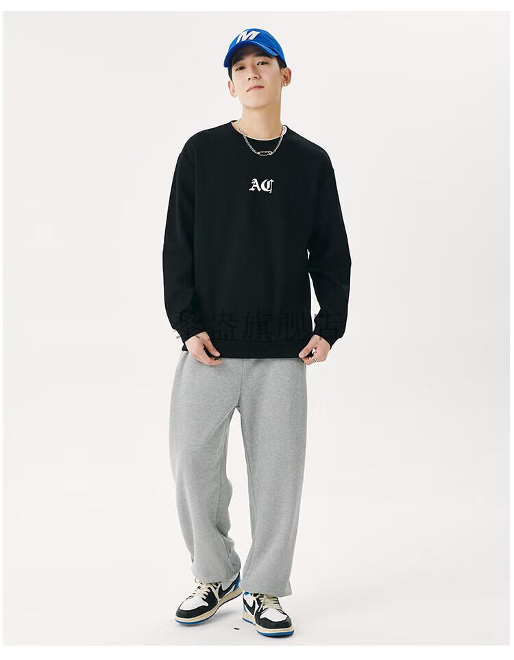 【抖音网红同款】奥康情侣休闲卫衣ak96728男士早秋圆领套头休闲宽松