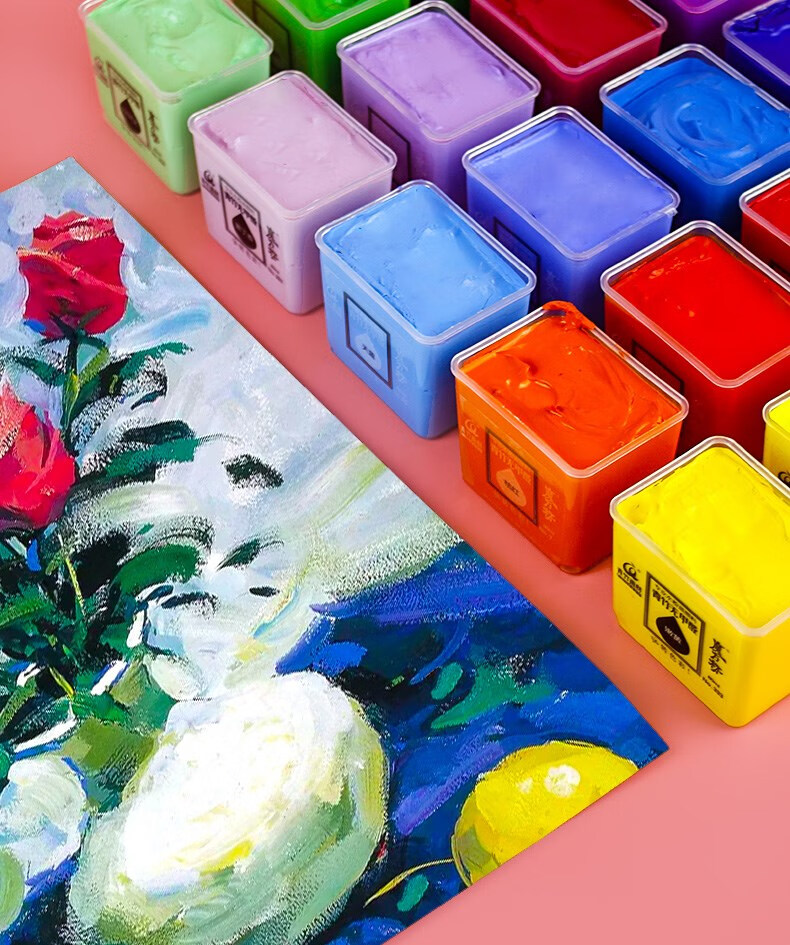 青竹果冻水粉颜料单个补充装100ml魔方杯美术生80ml钛白颜料自选颜色