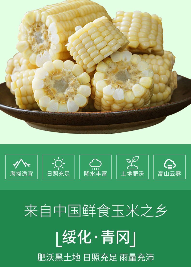 美盾 大董占和白糯甜玉米段2斤有机东北速冻玉米棒子代餐 白糯玉米段4