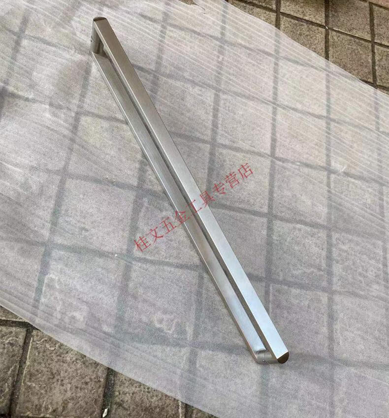 304不锈钢加厚方管大门玻璃门拉手黑色拉丝办公室门把手 拉丝白钢 孔
