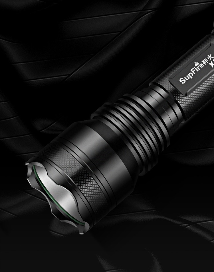 强光手电筒可充电家用骑行led远射探照灯t6l2新版黑色x51个电池单冲