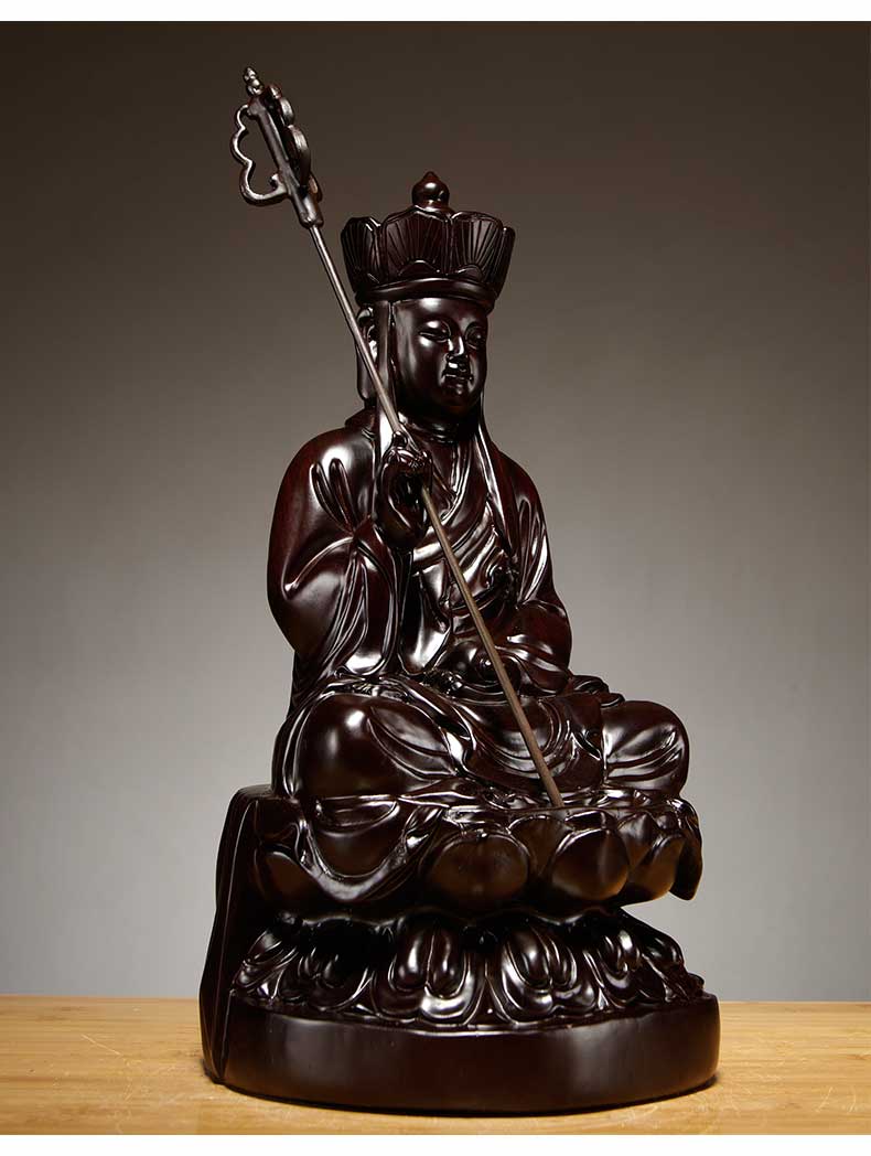 仙莱阁 木雕地藏王佛像家用供奉地藏王菩萨摆件实木雕佛像红木雕刻