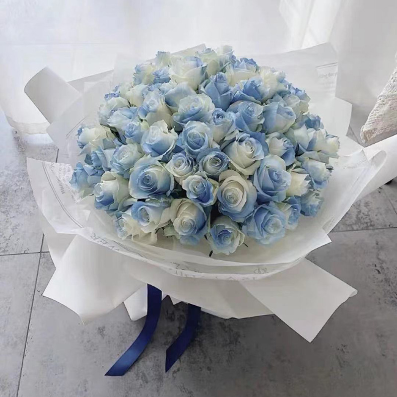 钰尚碎冰蓝玫瑰花束喷泉草小众黑骑士北京杭州天津同城鲜花速递送女友