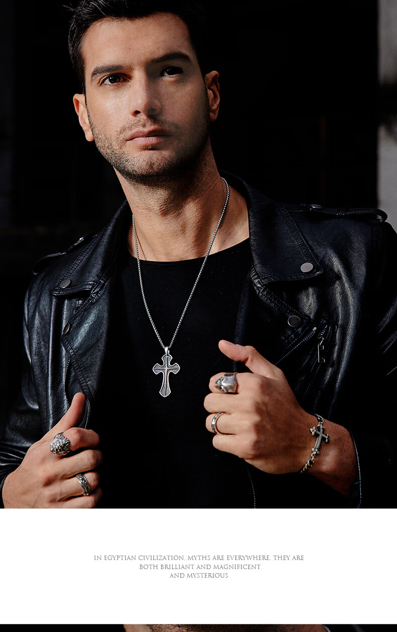 纪思梵高端珠宝品牌十字架银项链男潮流个性复古小众吊坠520情人节