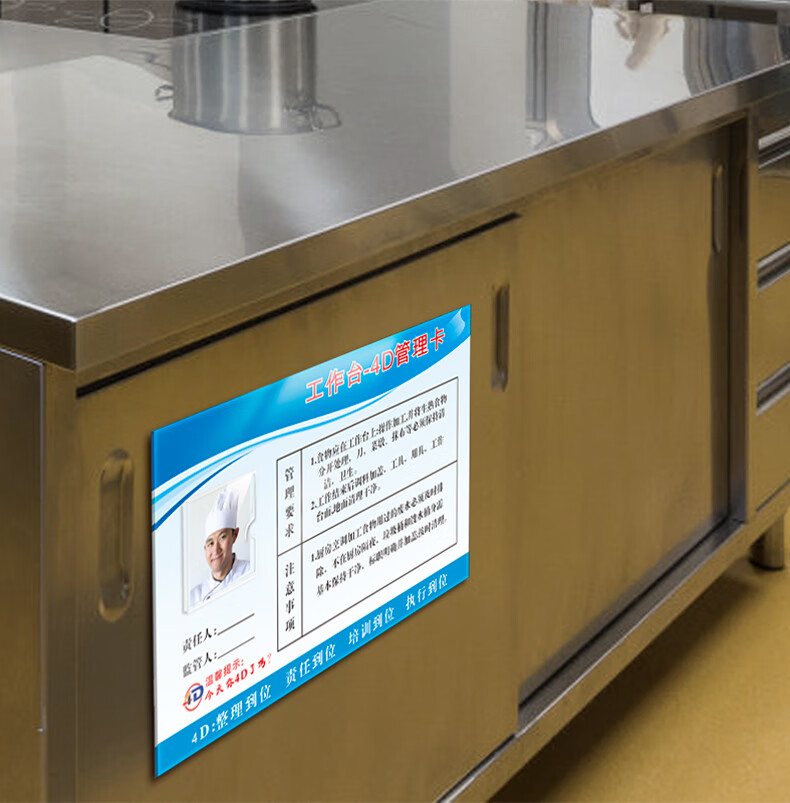 亚克力4d厨房冰箱管理卡标识牌全套标签餐厅厨房学校幼儿园中厨责任卡
