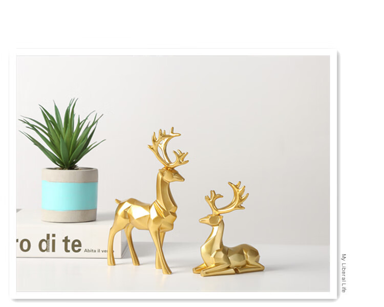 皓涛北欧风麋鹿摆件家居装饰品创意客厅酒柜办公室摆设简约轻奢工艺品