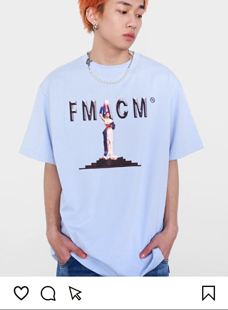 fmacm 22ss "拳击手人像"印花短袖t恤宽松休闲潮牌短袖t恤夏季fog风