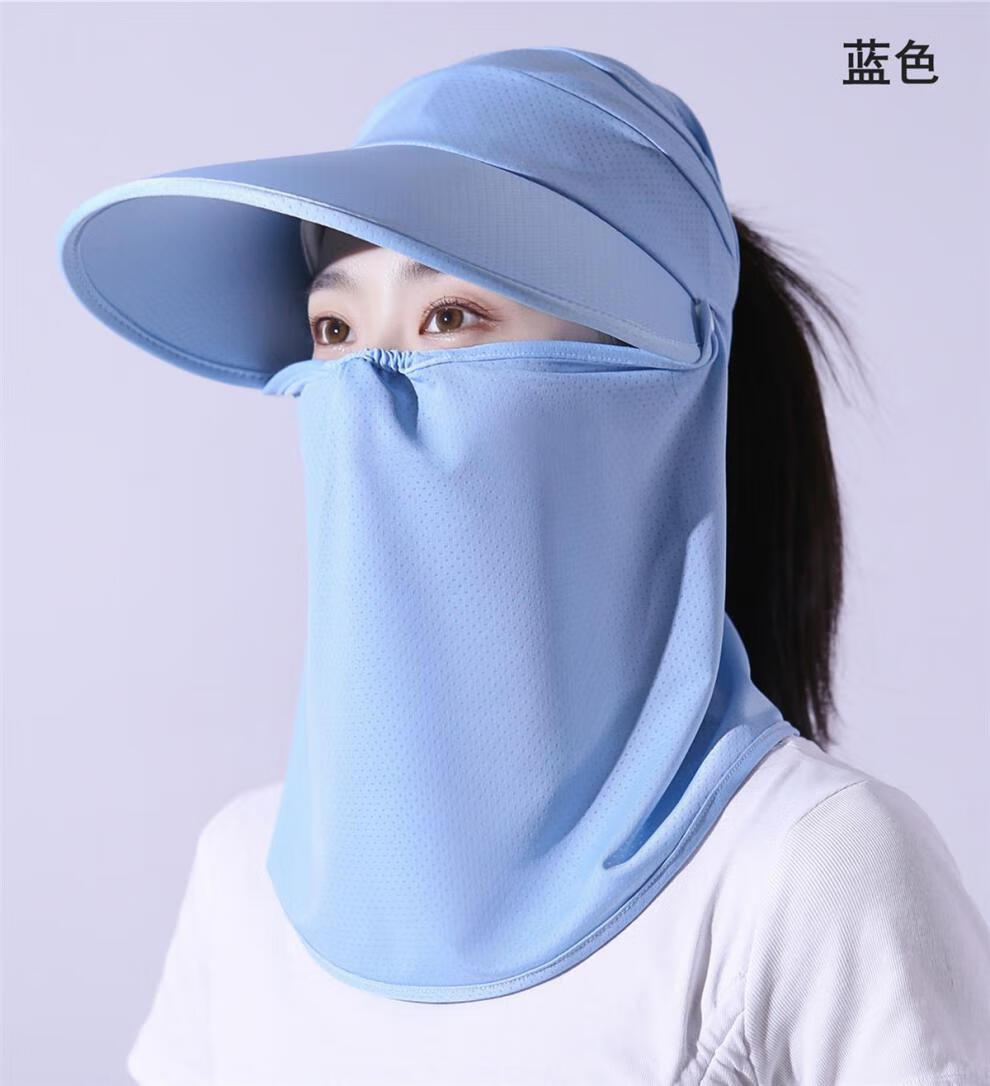 高尔夫防晒脸罩防晒帽女夏季骑行全脸面罩户外练车遮阳遮脸太阳帽粉色