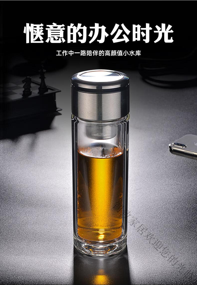 x轻奢高档防摔玻璃杯茶水分离杯泡茶水杯男士玻璃杯水晶双层隔热防烫