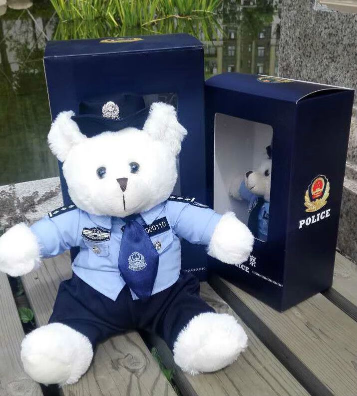警熊police警察礼品小熊情侣对熊泰迪熊毛绒玩具公仔企业logo礼物小熊