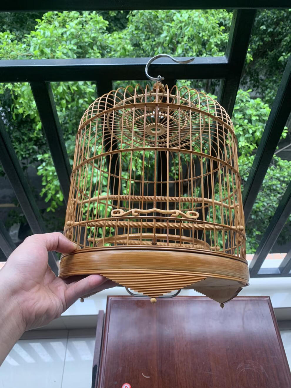 oloey绣眼广笼线香脚老竹制虎牙门罗汉圈养笼广式鸟笼带配件52支罗汉